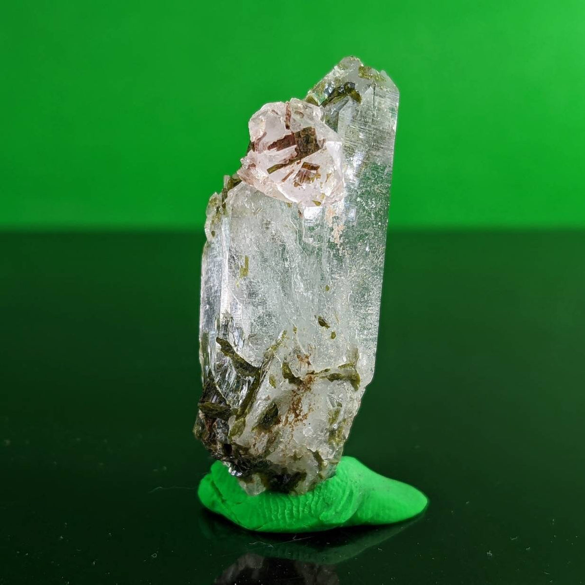 Balochistan Epidote Included Quartz Crystal, Green Mineral Specimen