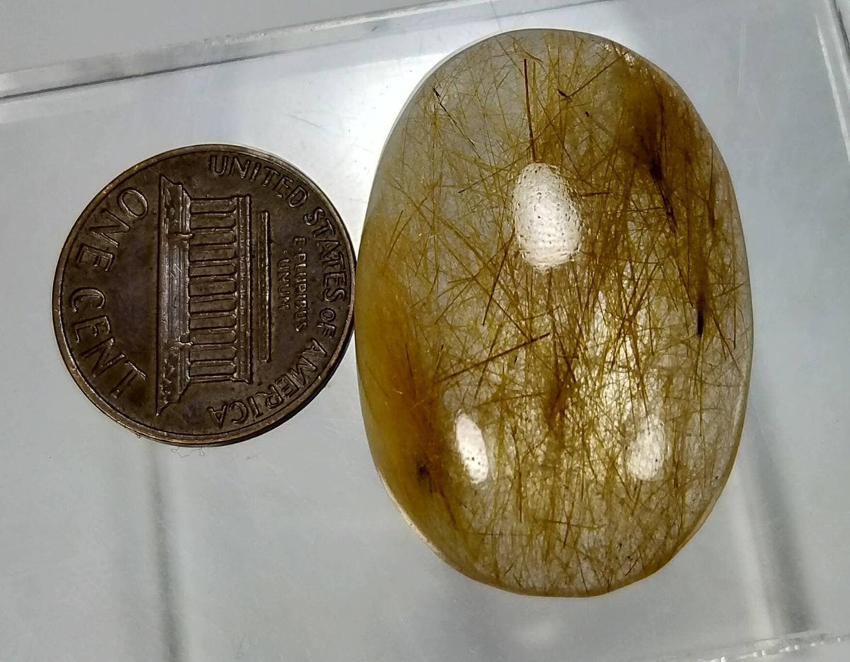 Natural good quality Yellow rutile quartz cabochon