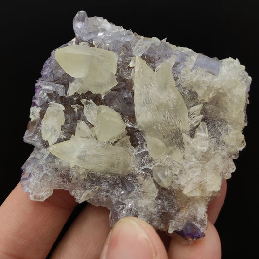 Purple Fluorite Crystal Plate with Dogtooth Calcite, Baluchistan Pakistan