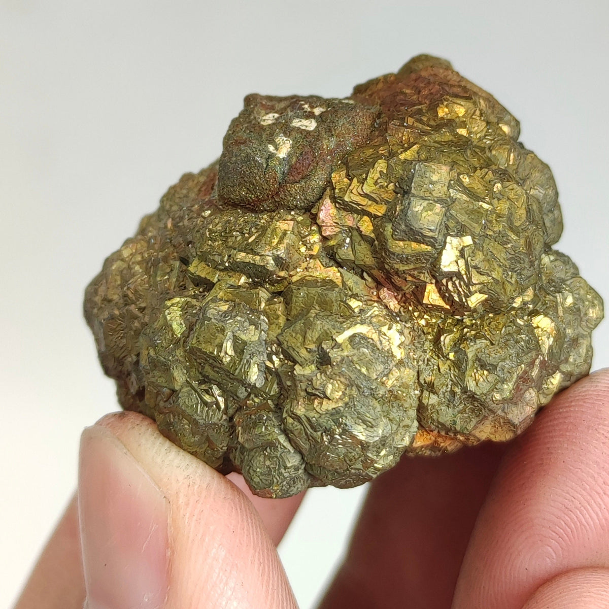 Natural golden Marcasite crystal with rainbow effect on surface from Pakistan, 84.7 grams