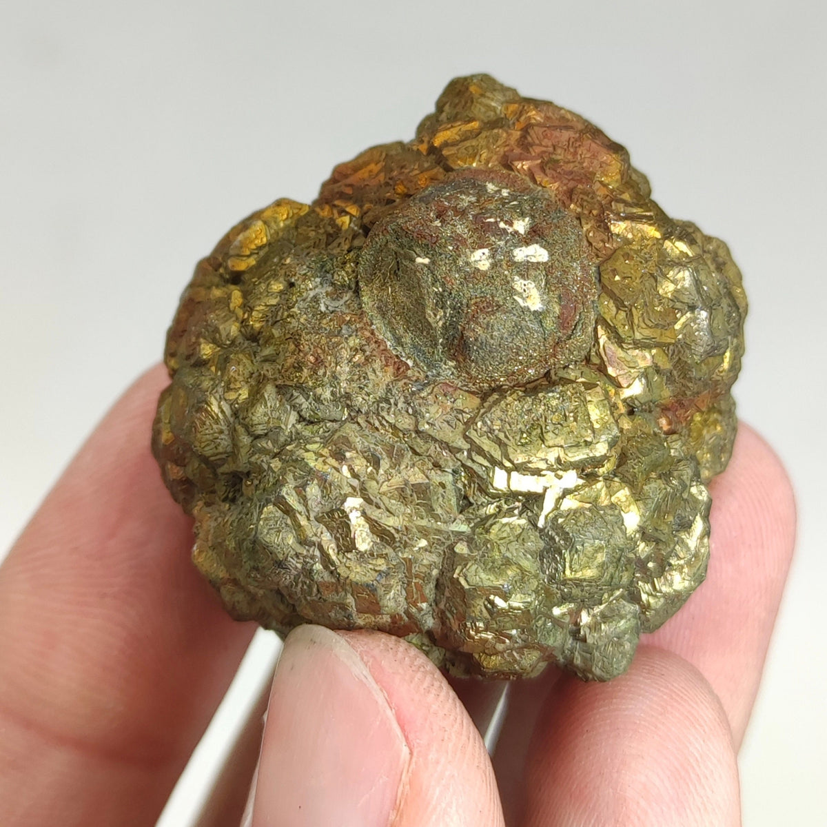Natural golden Marcasite crystal with rainbow effect on surface from Pakistan, 84.7 grams