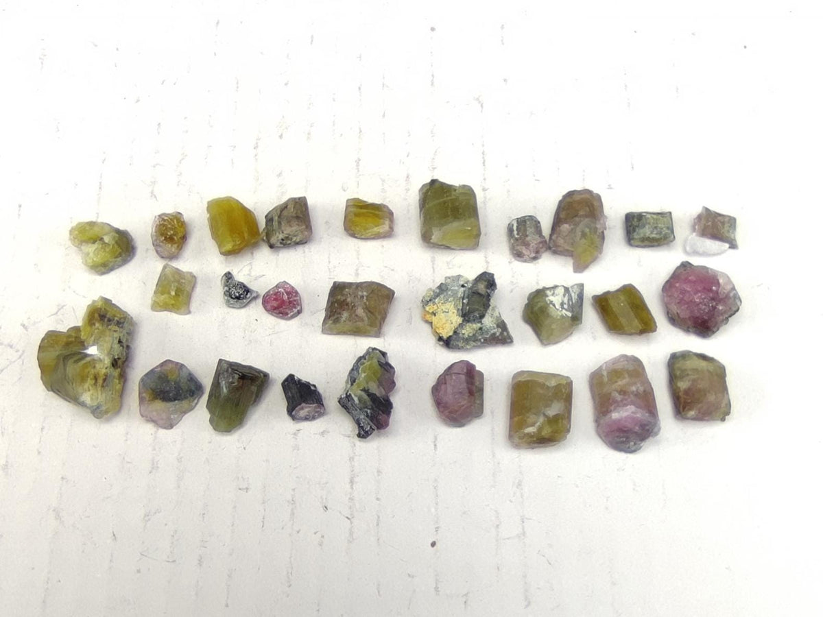 Natural small 27 pieces lot of bicolor tourmaline crystals from Afghanistan, 86.6 grams