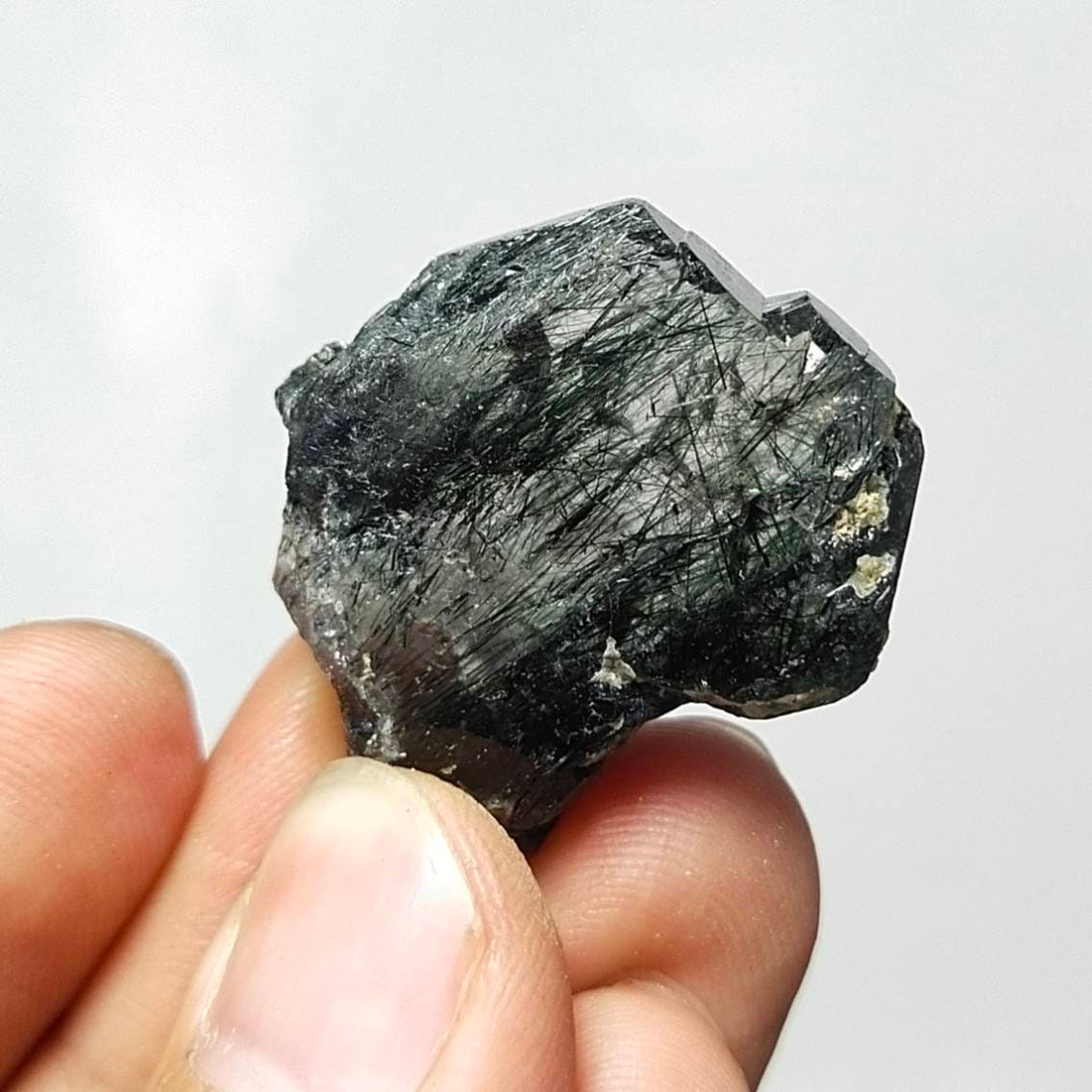 Apatite with massive green byssolite inclusion from Gandao hills, Mohmand Agency KPK Pakistan