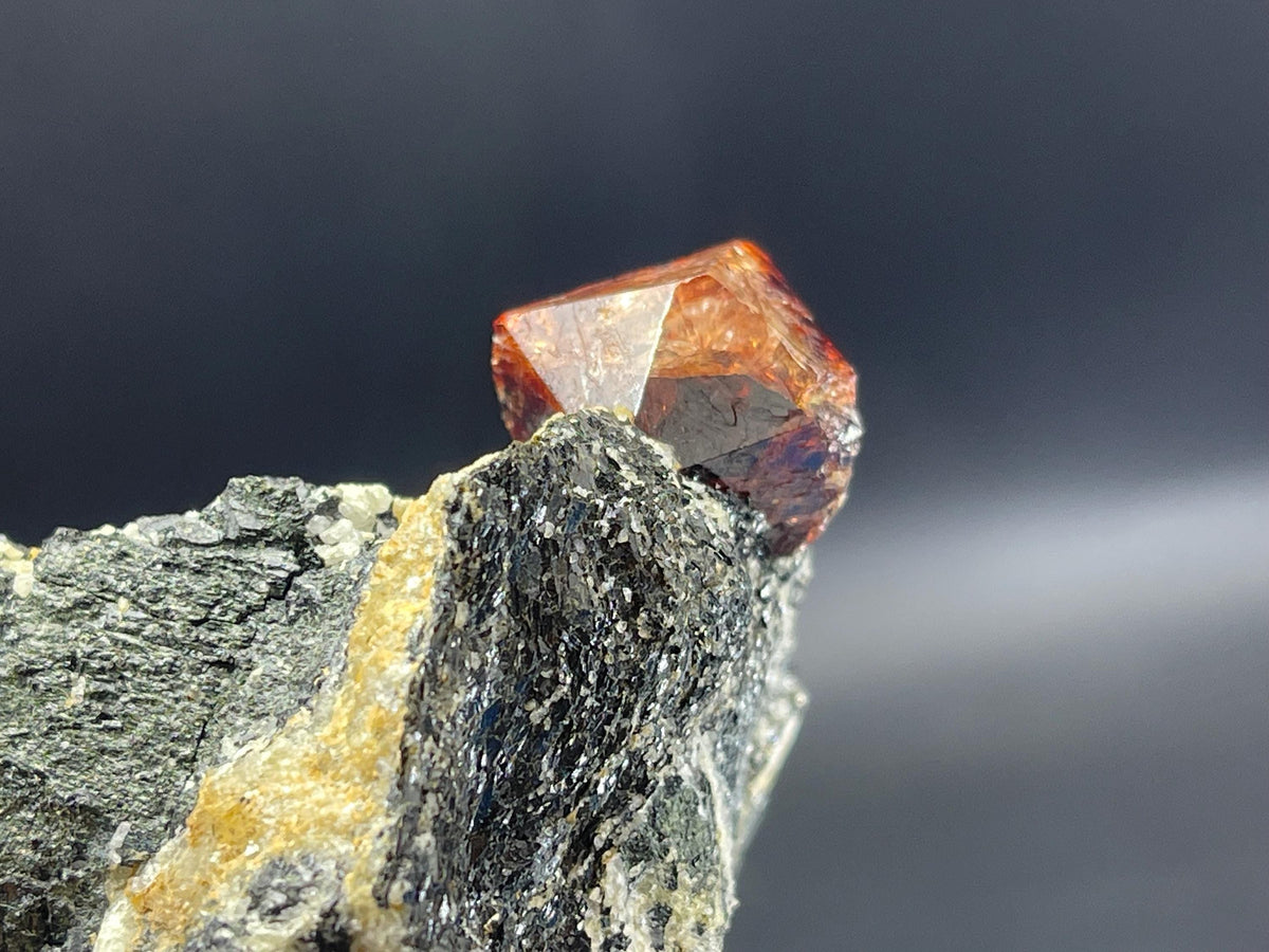 Zircon On Matrix | Red Zircon Mineral Specimen | bicolor yellow and Red Zircon on biotite matrix | Red Zircon Specimen from Pakistan 218 g