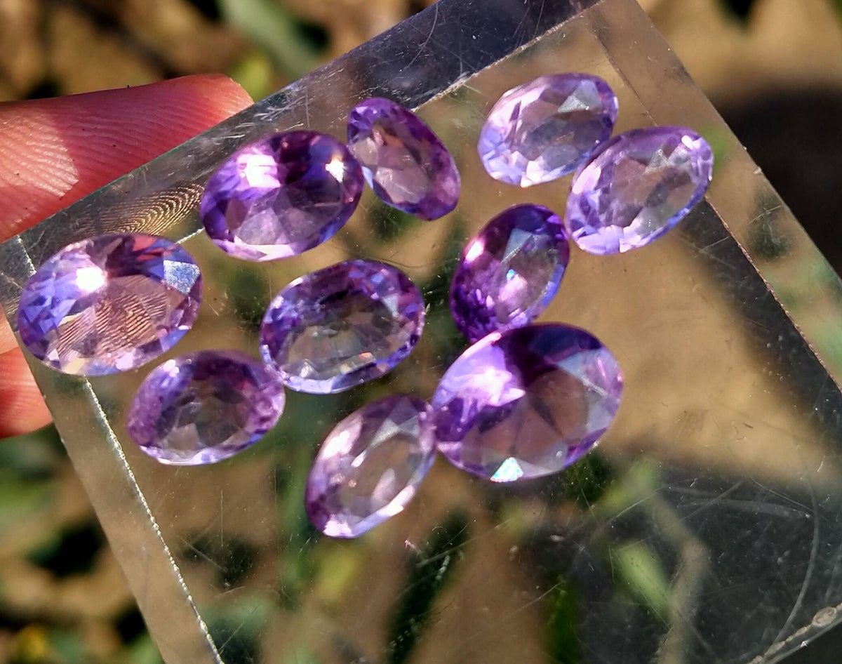 Faceted Amethyst Gems, Natural Loose Stones, 15 Carats Total