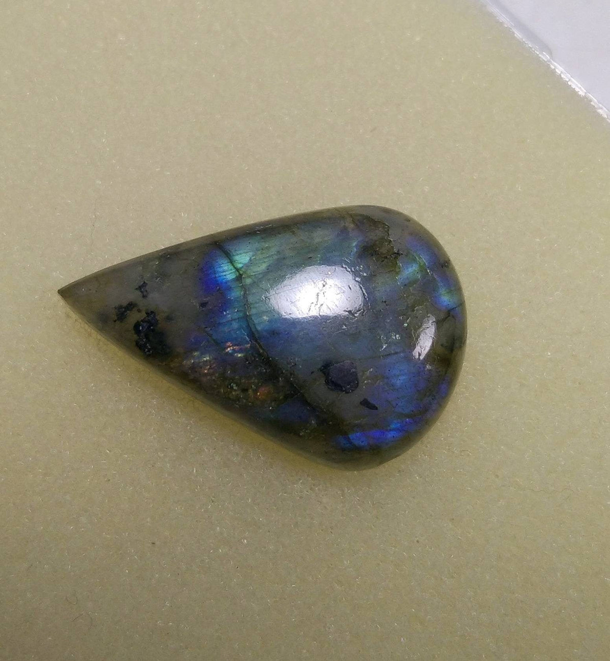 22 Carat Pear Labradorite Cabochon, Fine Quality