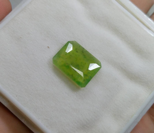 8 Carat Green Hydrogrossular Garnet Gem, Radiant Cut