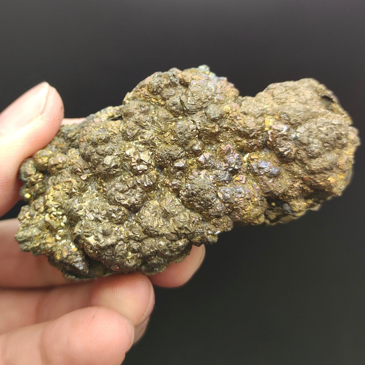 Natural golden Marcasite crystal with rainbow effect on surface from Pakistan, 98 grams