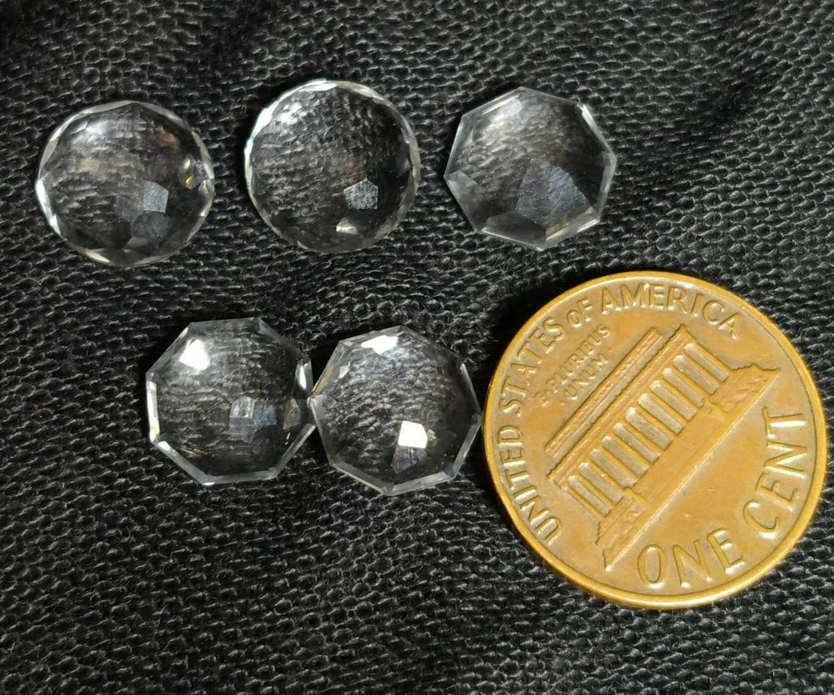 Rose Cut Quartz Cabochons: 13.5 Carats, Untreated, Small Set of 5