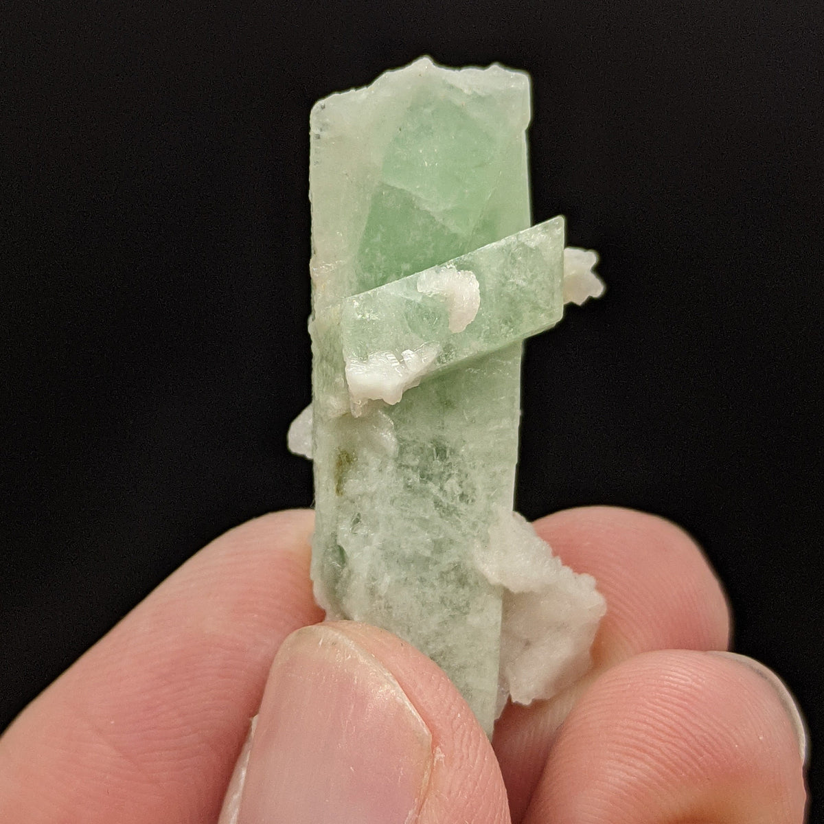 Natural Green Herderite Crystal with Albite, Skardu Pakistan, 11 grams