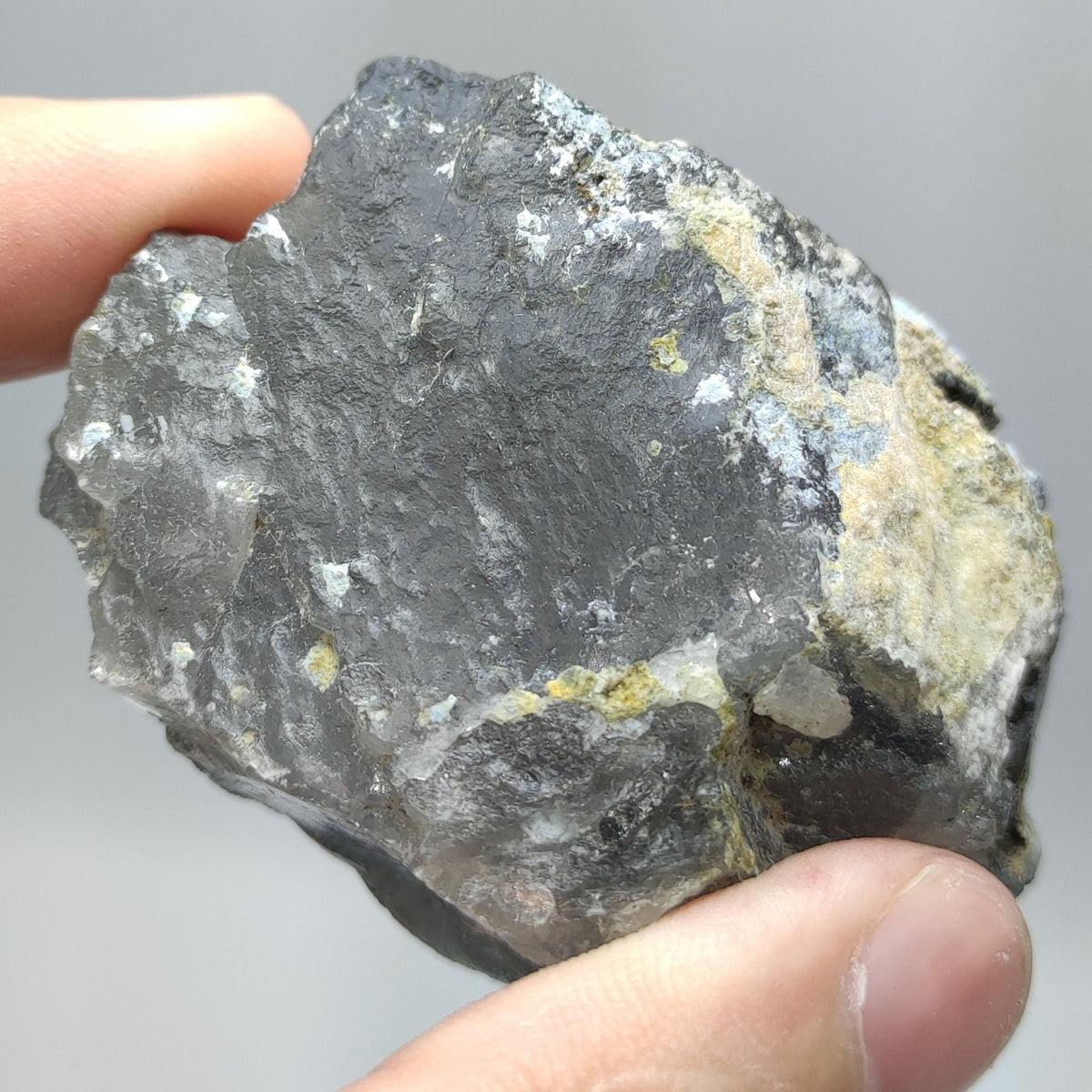 Natural unusual shape of blue Reibeckite included quartz crystal from KP Pakistan, 78.3 grams