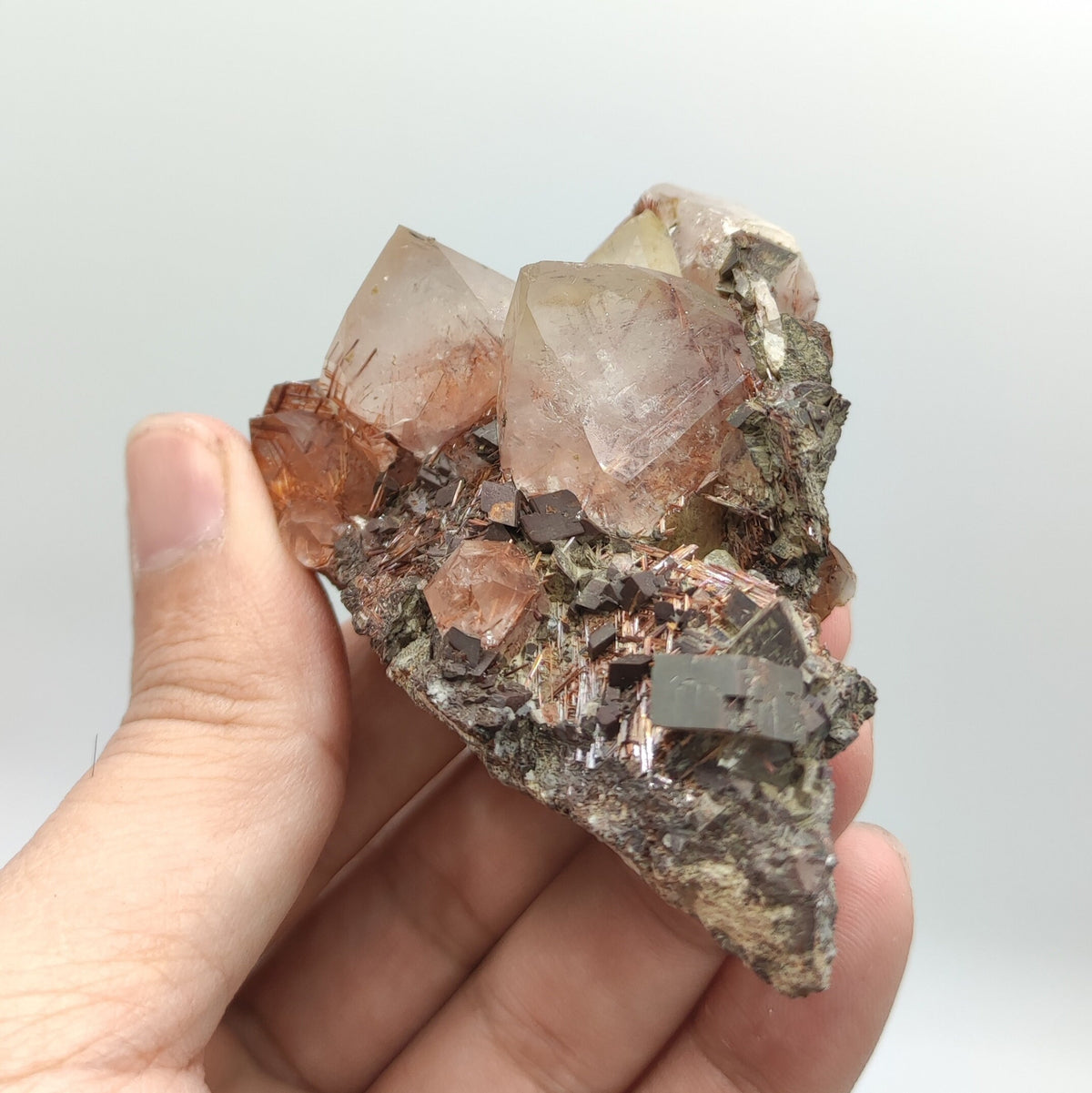 Golden Rutile Quartz Cluster with Siderite, Skardu Pakistan