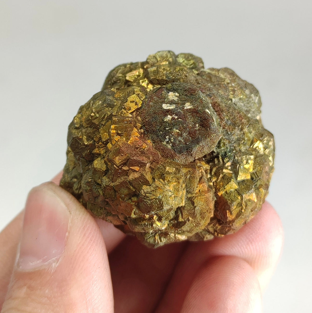 Natural golden Marcasite crystal with rainbow effect on surface from Pakistan, 84.7 grams