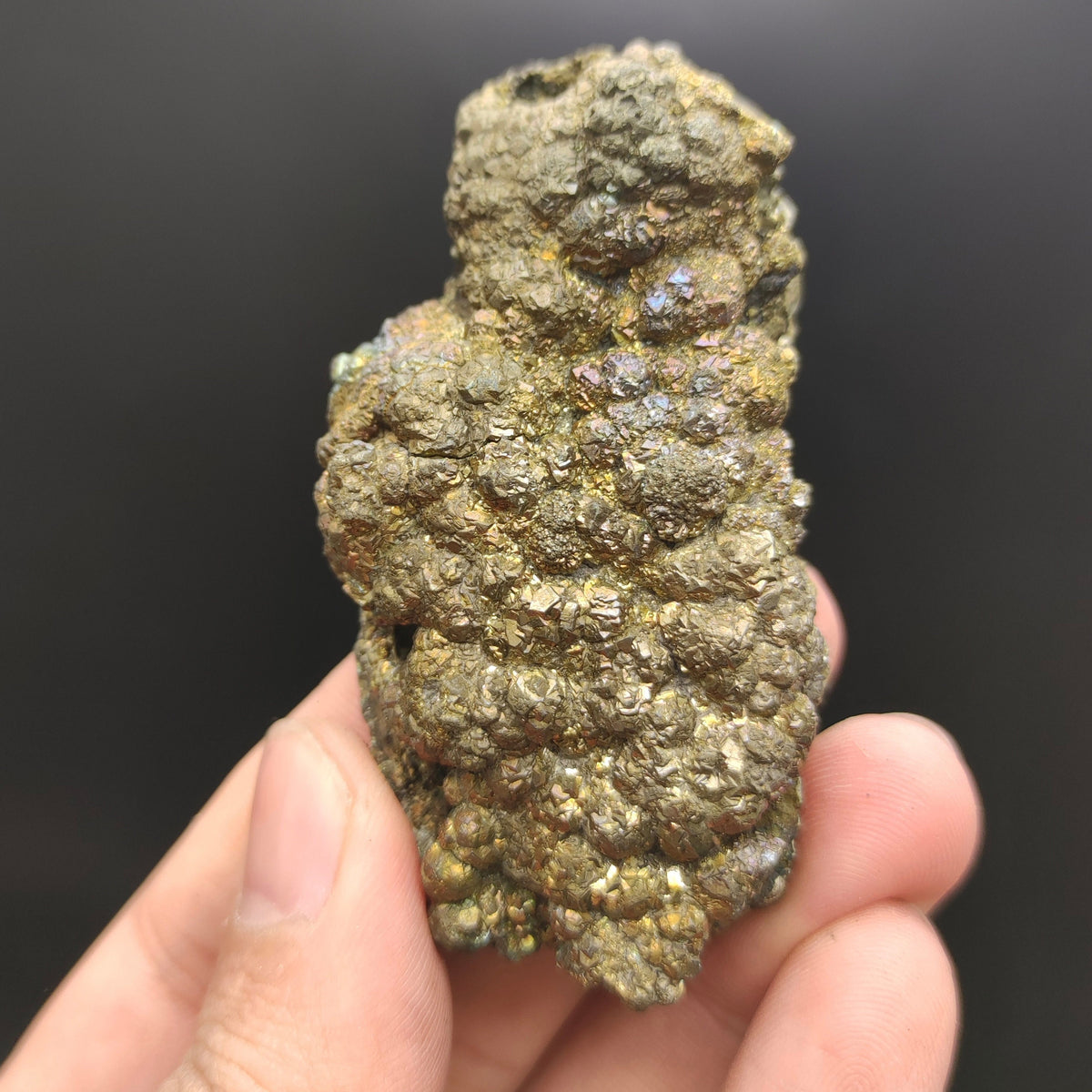 Natural golden Marcasite crystal with rainbow effect on surface from Pakistan, 98 grams