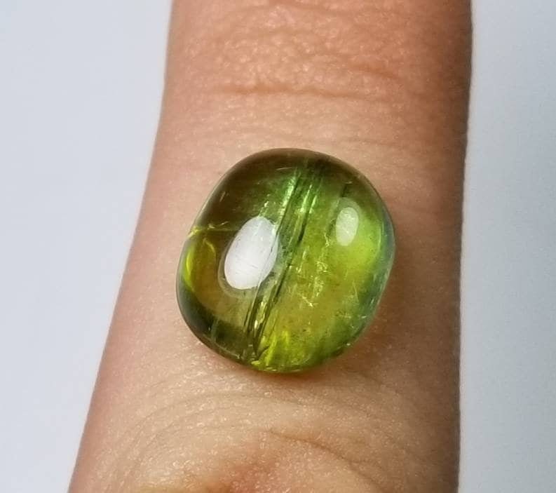 Natural good quality ring size faceted green  tourmaline cabochon