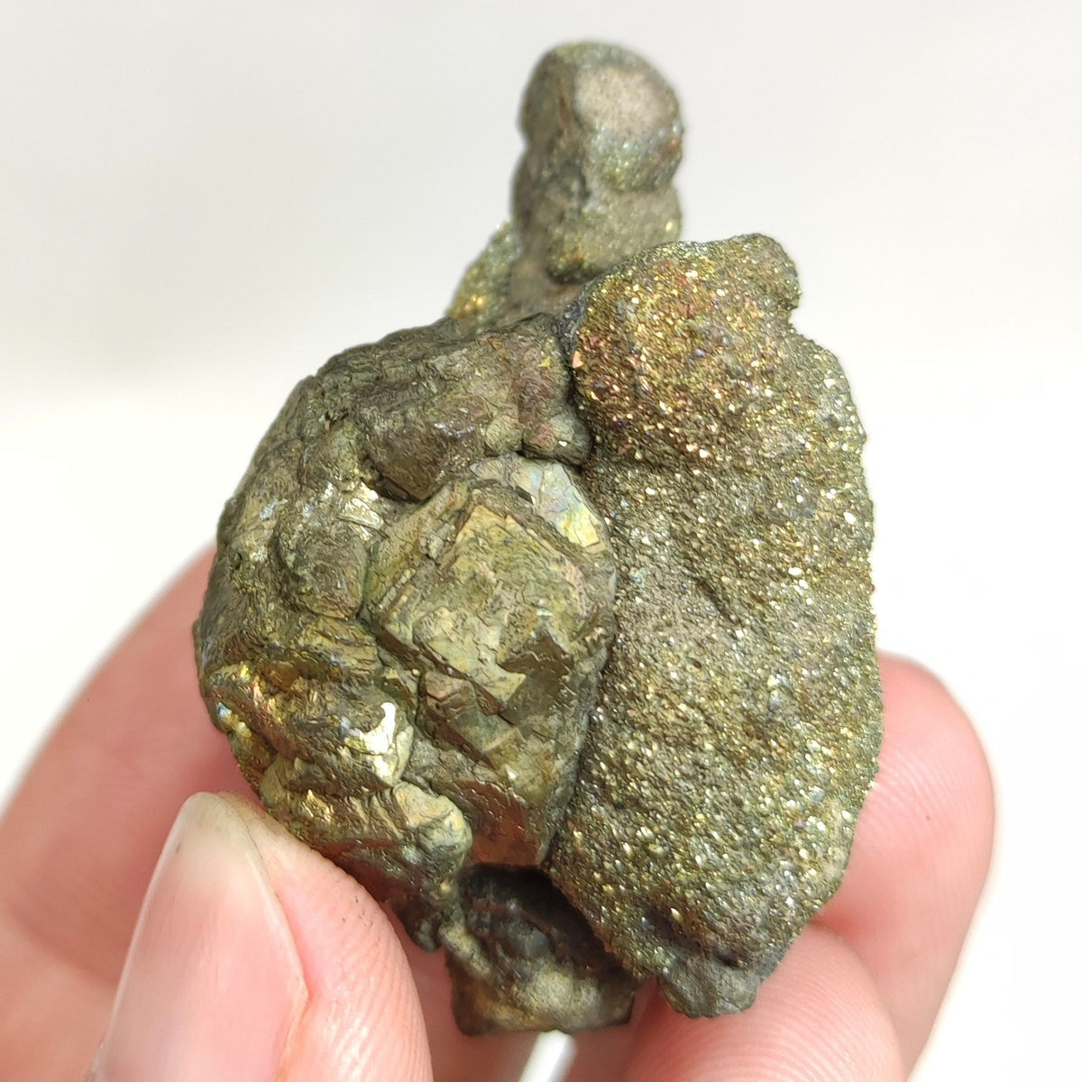 Natural golden Marcasite crystal with rainbow effect on surface from Pakistan, 71.9 grams