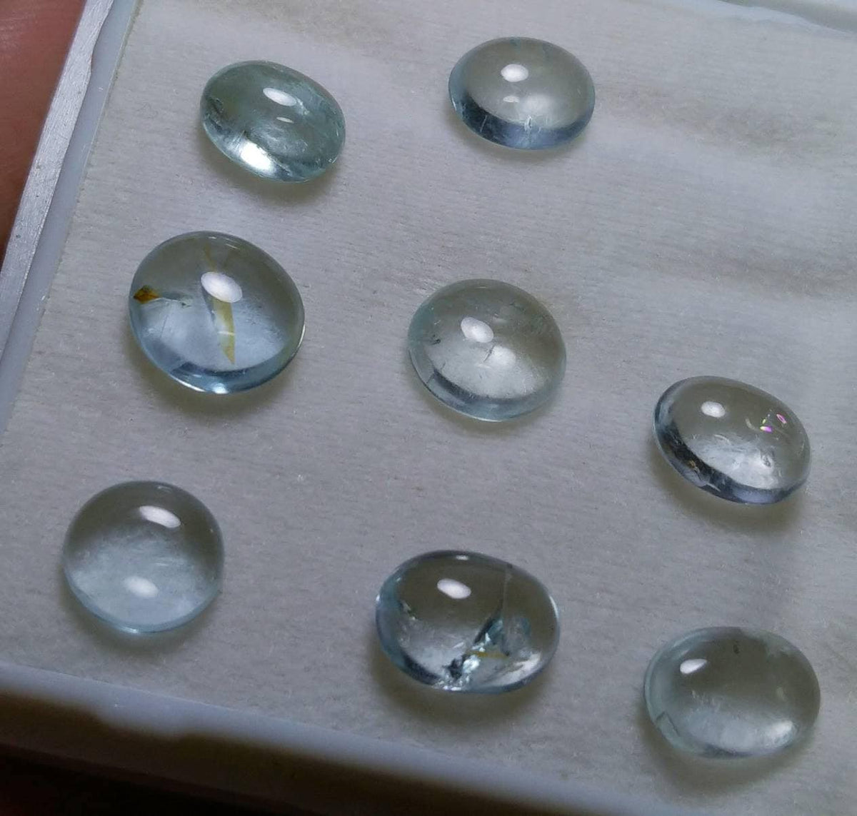 21 Carat Aquamarine Cabochons: Small Oval Lot, Natural Gemstones
