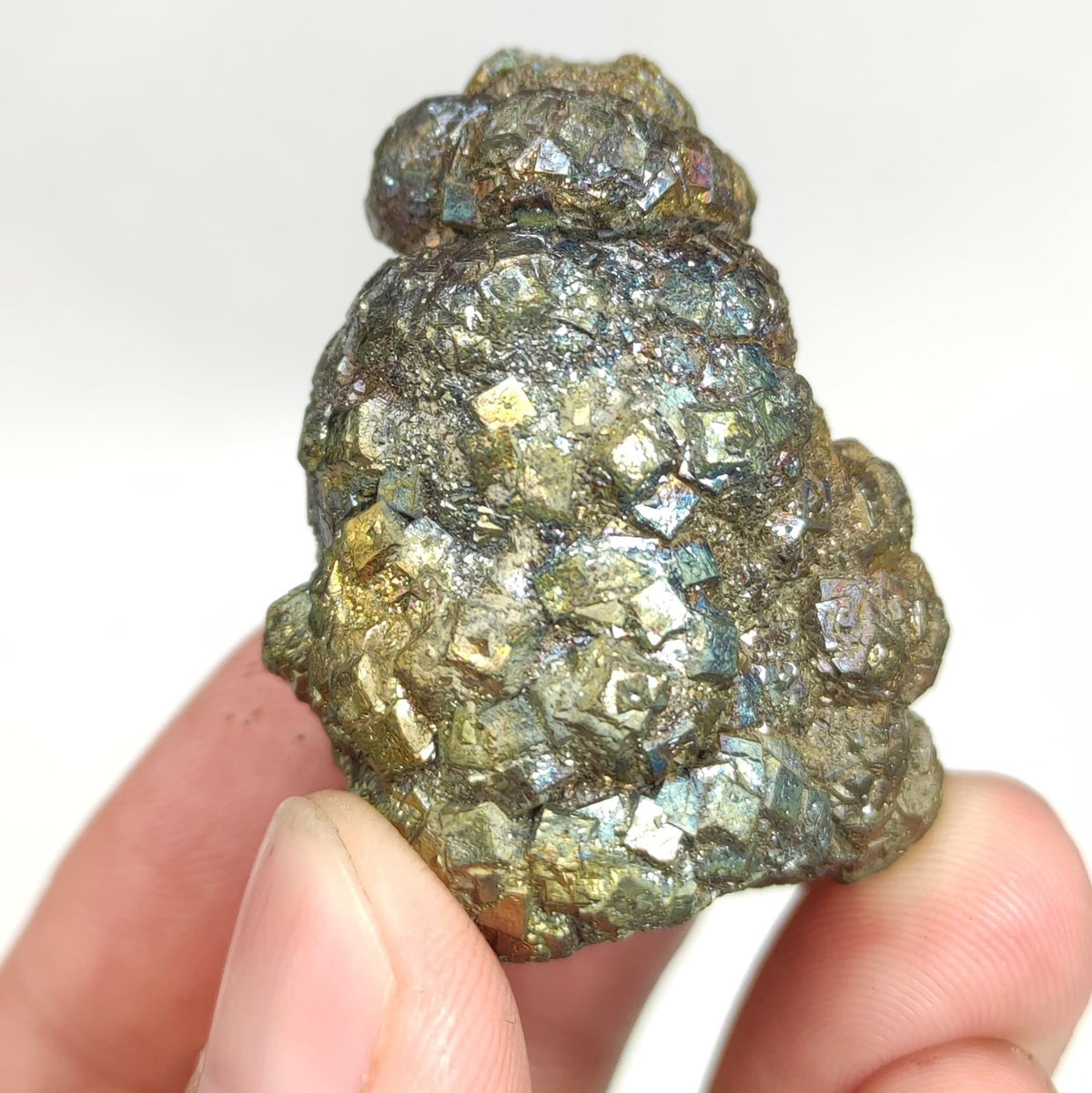 Natural golden Marcasite crystal with rainbow effect on surface from Pakistan, 82.8 grams