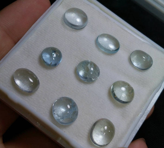 Oval Aquamarine Cabochons, 31 Carats, Gemstone Lot