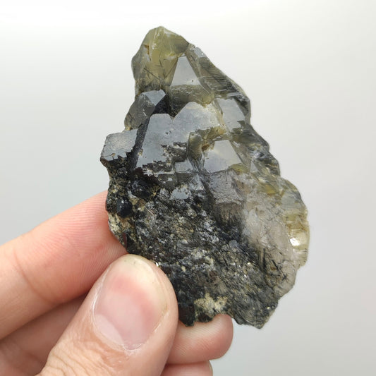 Natural blue rebeikite and astrophylite included quartz crystal from KP Pakistan, 34.7 grams
