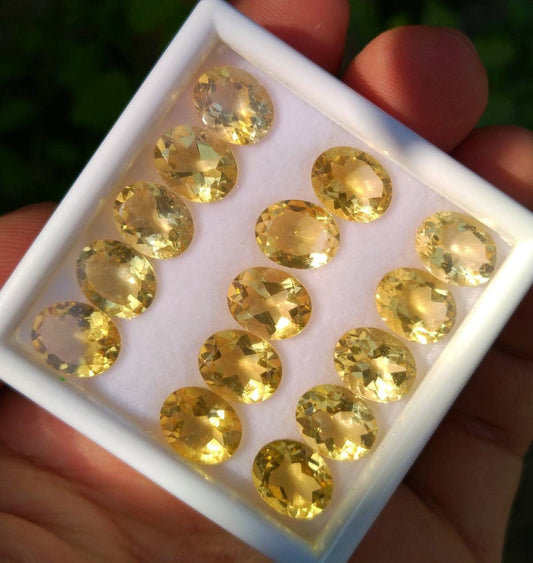 34 Carat Lot, Natural Yellow Citrine Gemstones, Faceted Oval
