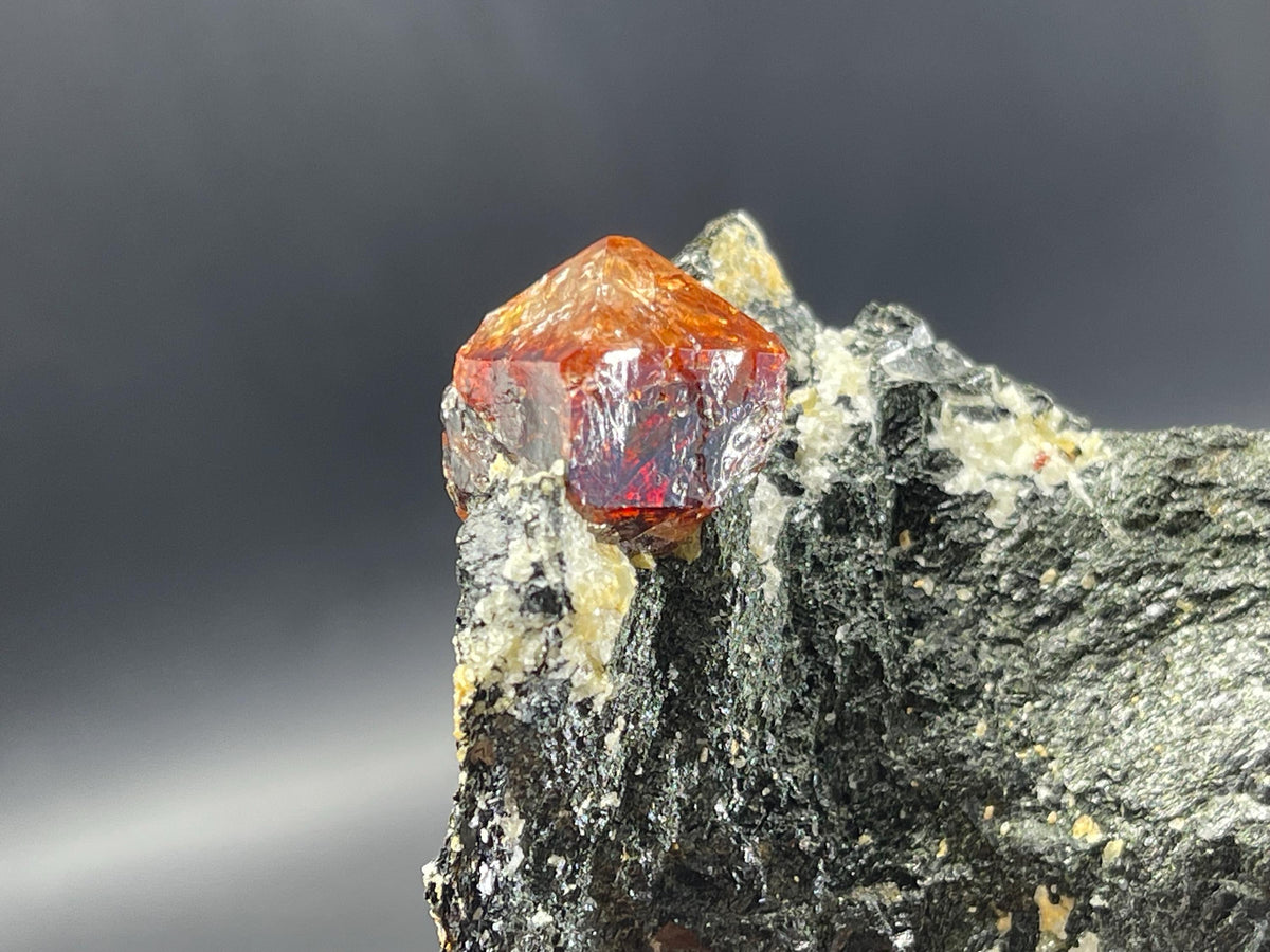 Zircon On Matrix | Red Zircon Mineral Specimen | bicolor yellow and Red Zircon on biotite matrix | Red Zircon Specimen from Pakistan 218 g