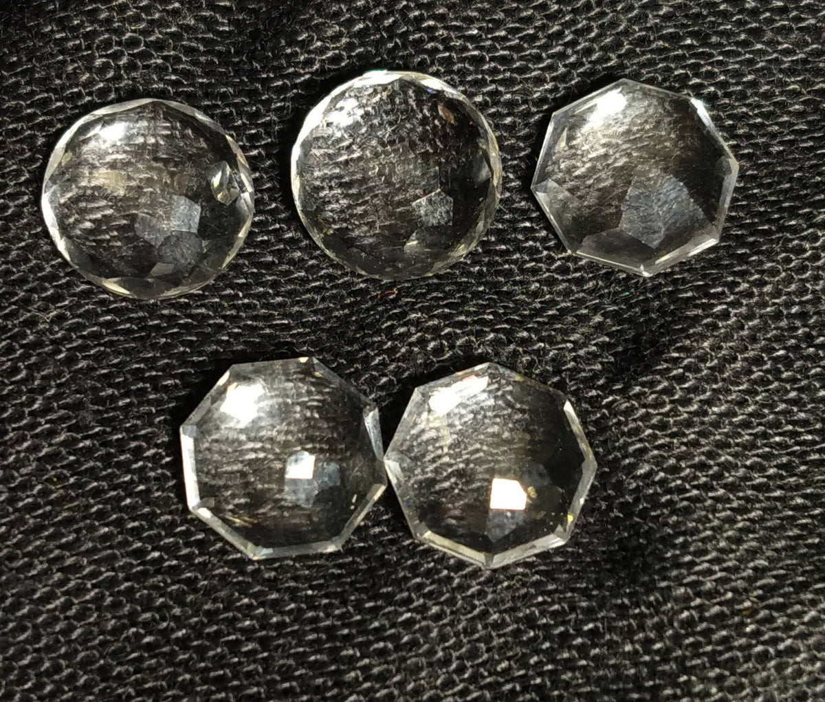 Rose Cut Quartz Cabochons: 13.5 Carats, Untreated, Small Set of 5