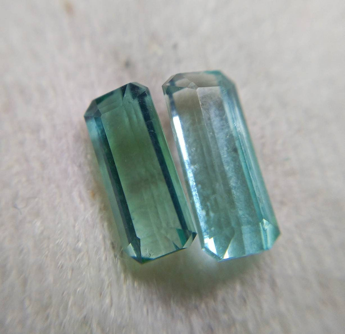 2 Carat Light Blue Tourmaline Gemstones, Faceted Radiant Cut