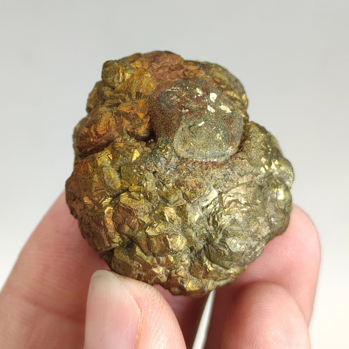 Natural golden Marcasite crystal with rainbow effect on surface from Pakistan, 84.7 grams