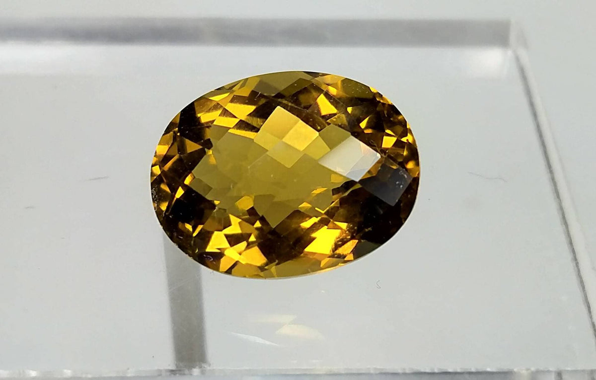 Natural good quality ring size faceted checkerboard shape citrine gem