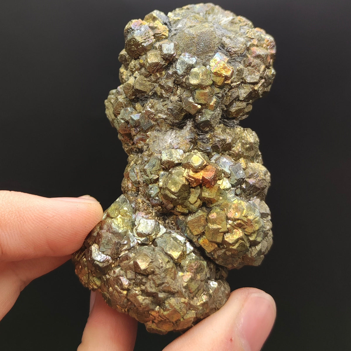 Natural golden Marcasite crystal with rainbow effect on surface from Pakistan, 294 grams