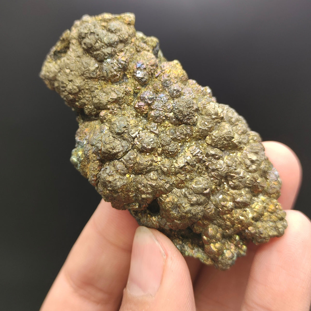 Natural golden Marcasite crystal with rainbow effect on surface from Pakistan, 98 grams