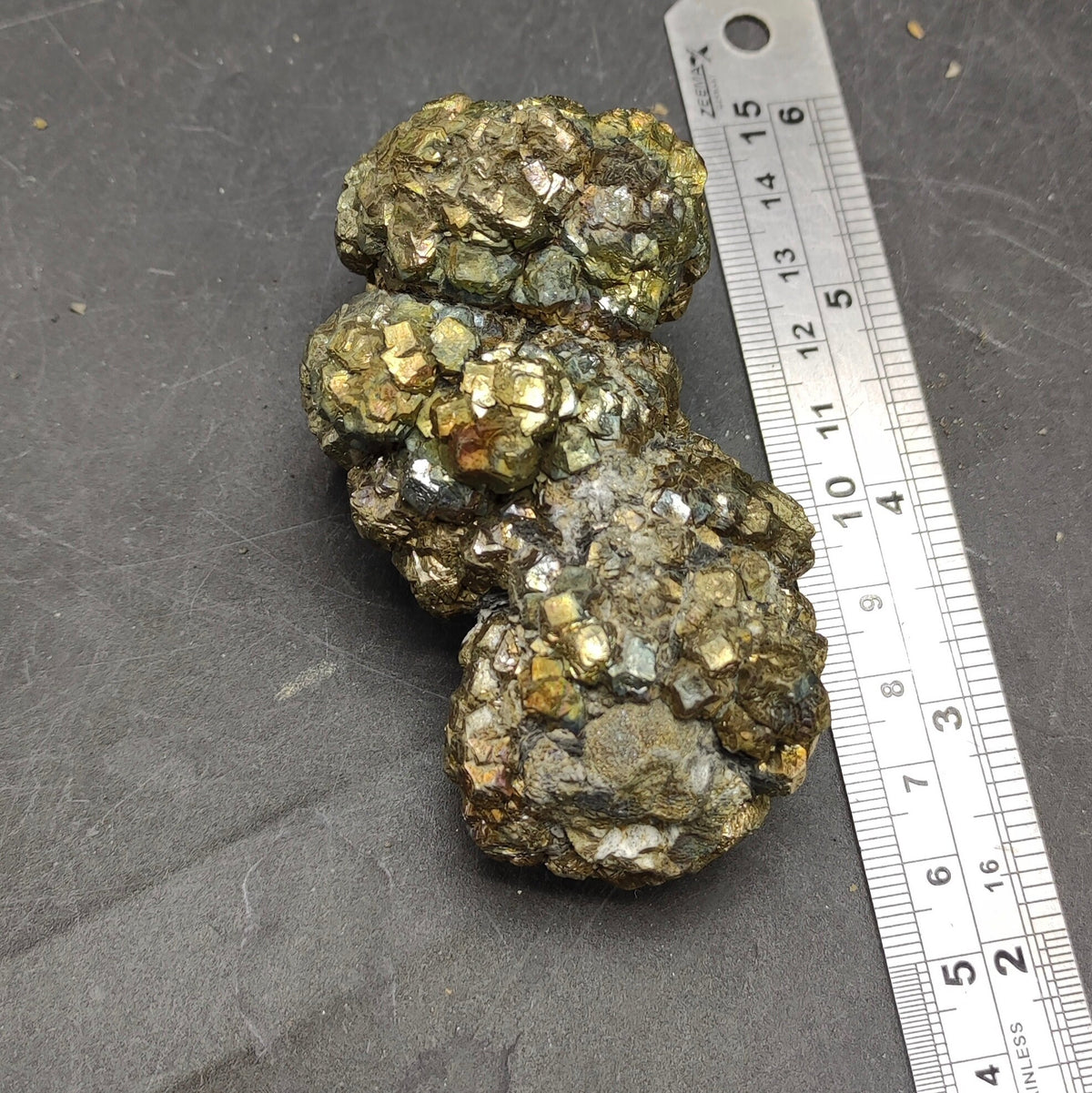 Natural golden Marcasite crystal with rainbow effect on surface from Pakistan, 294 grams