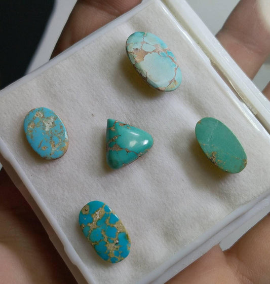 22 Carat Natural Turquoise Cabochon Lot - Untreated Oval Gemstones