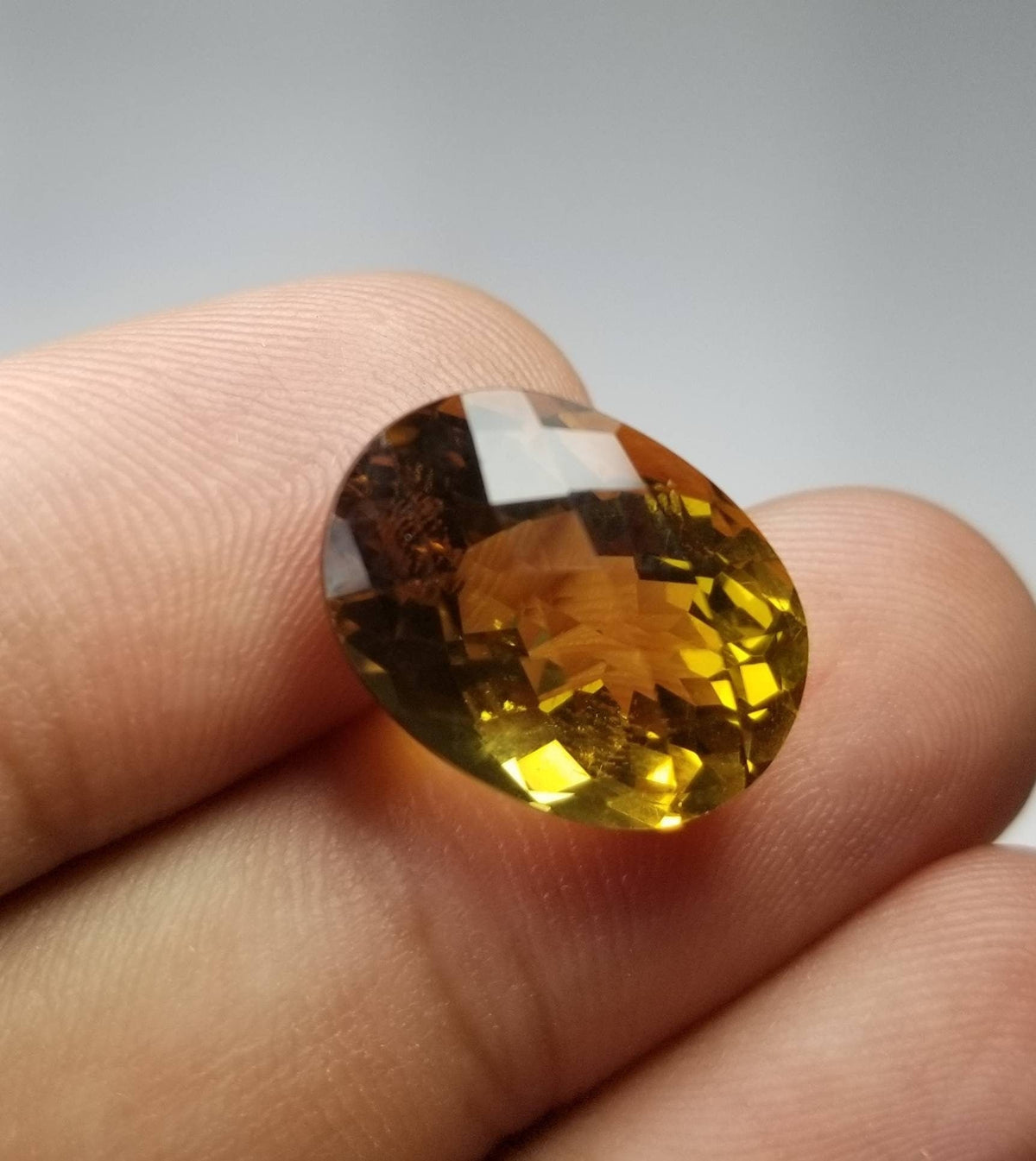 Natural good quality checkerboard faceted ring size citrine loose gemstone