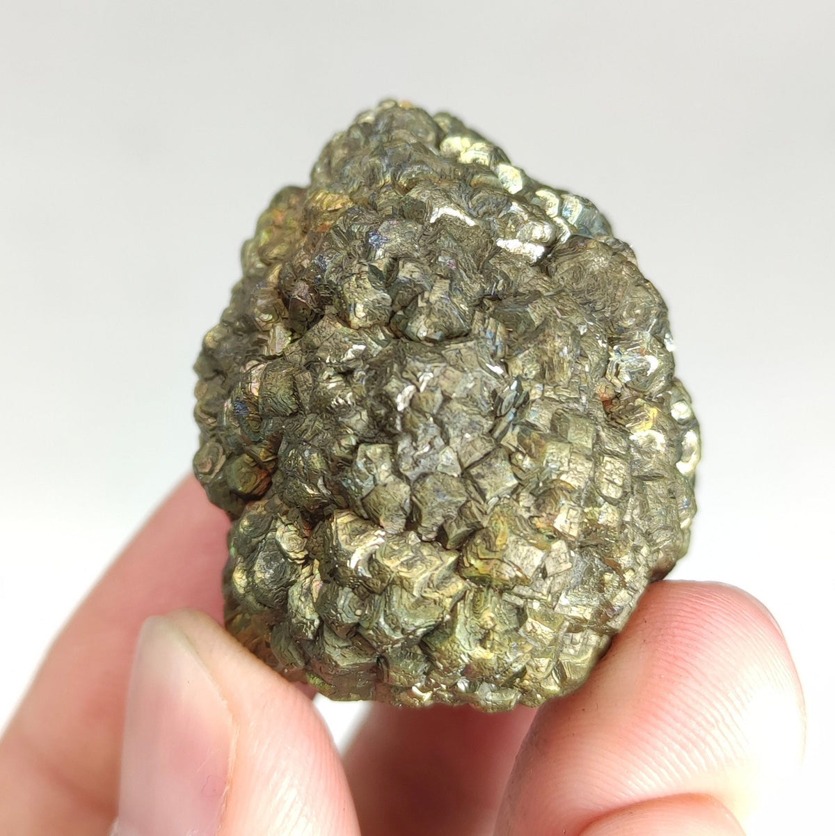 Natural golden Marcasite crystal with rainbow effect on surface from Pakistan, 80 grams