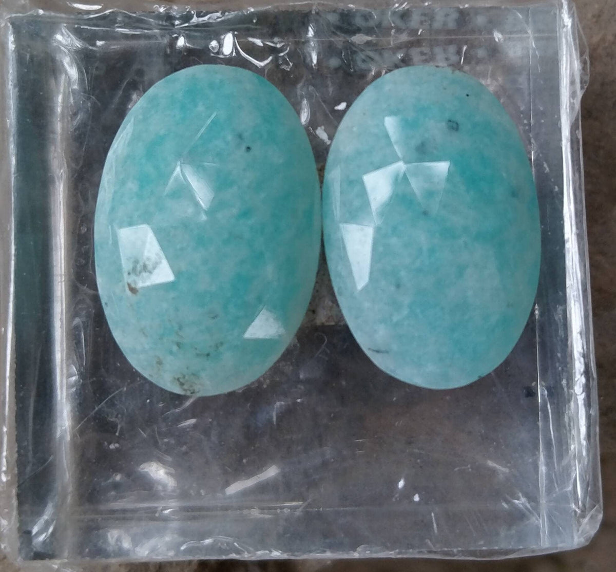 Rose Cut Amazonite Cabochons Pair, 25 Carats