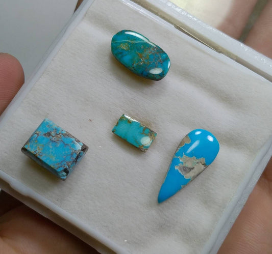 Natural Turquoise Cabochons Lot, Untreated Gemstones (21 Carats)