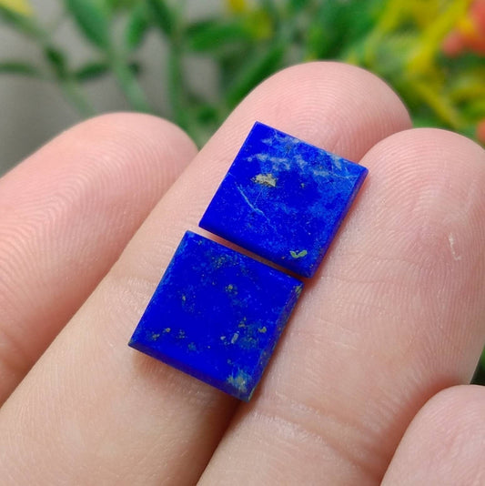 5.5 Carat Lapis Lazuli Cabochons, Square Gemstone Pair
