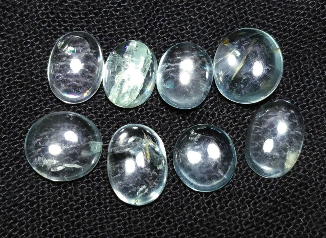 21 Carat Aquamarine Cabochons: Small Oval Lot, Natural Gemstones