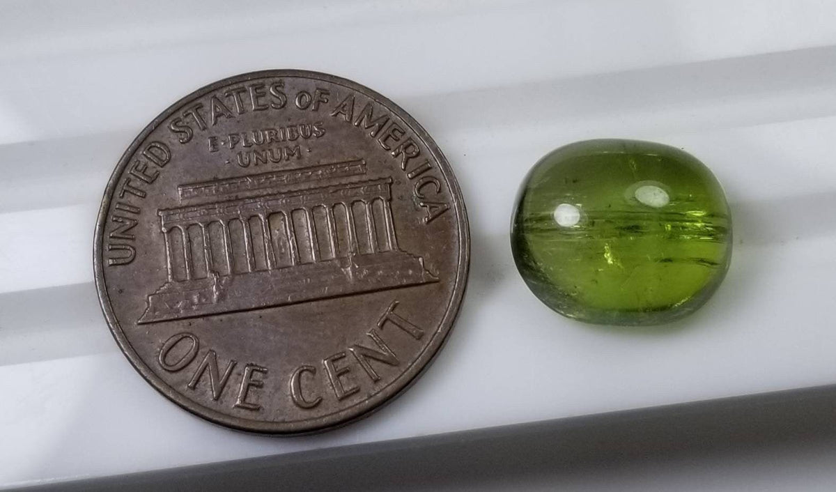 Natural good quality ring size faceted green  tourmaline cabochon