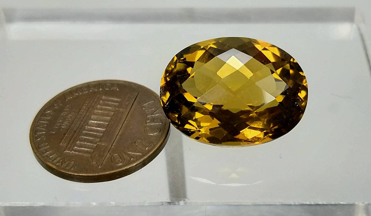 Natural good quality ring size faceted checkerboard shape citrine gem