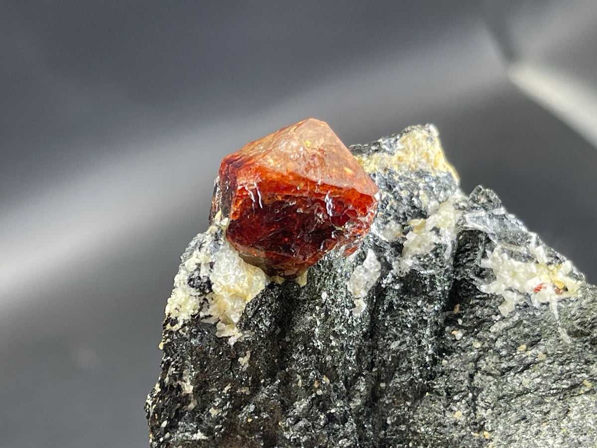 Zircon On Matrix | Red Zircon Mineral Specimen | bicolor yellow and Red Zircon on biotite matrix | Red Zircon Specimen from Pakistan 218 g