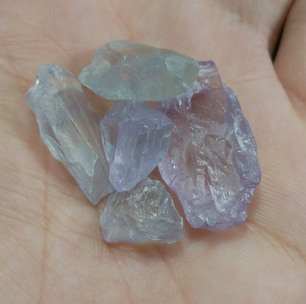 Kunzite Crystals Lot, Clear Facet Rough, Afghanistan Origin (42.5 grams)