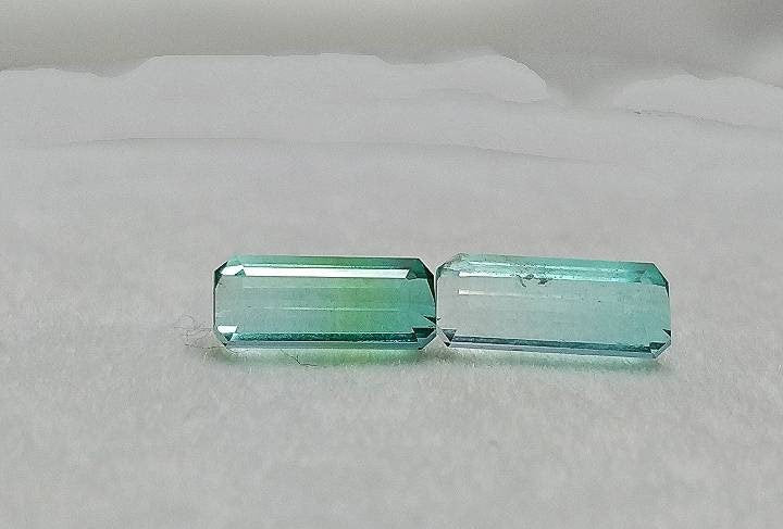 2 Carat Light Blue Tourmaline Gemstones, Faceted Radiant Cut