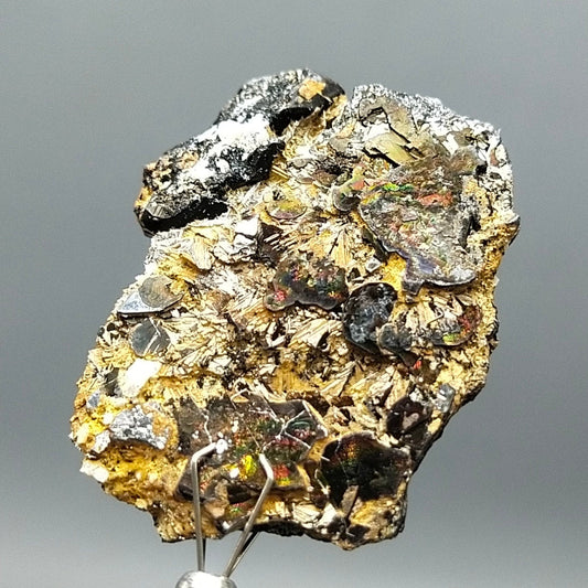 Iridescent Sagenite Rutile Crystal on Hematite Matrix, Zagi Mountain