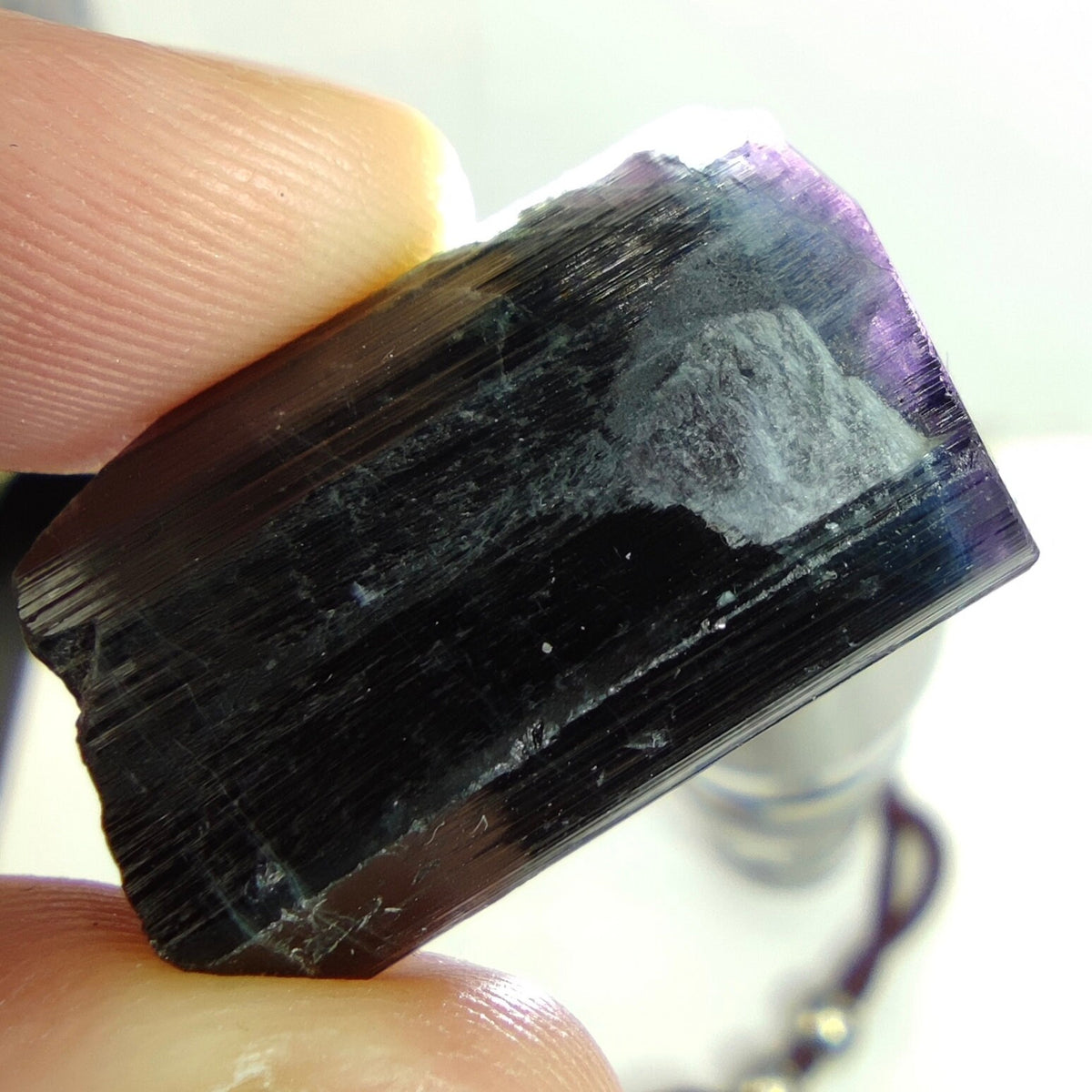 Natural Afghanistan Tourmaline Crystal, Blue Purple Cap, 10 grams