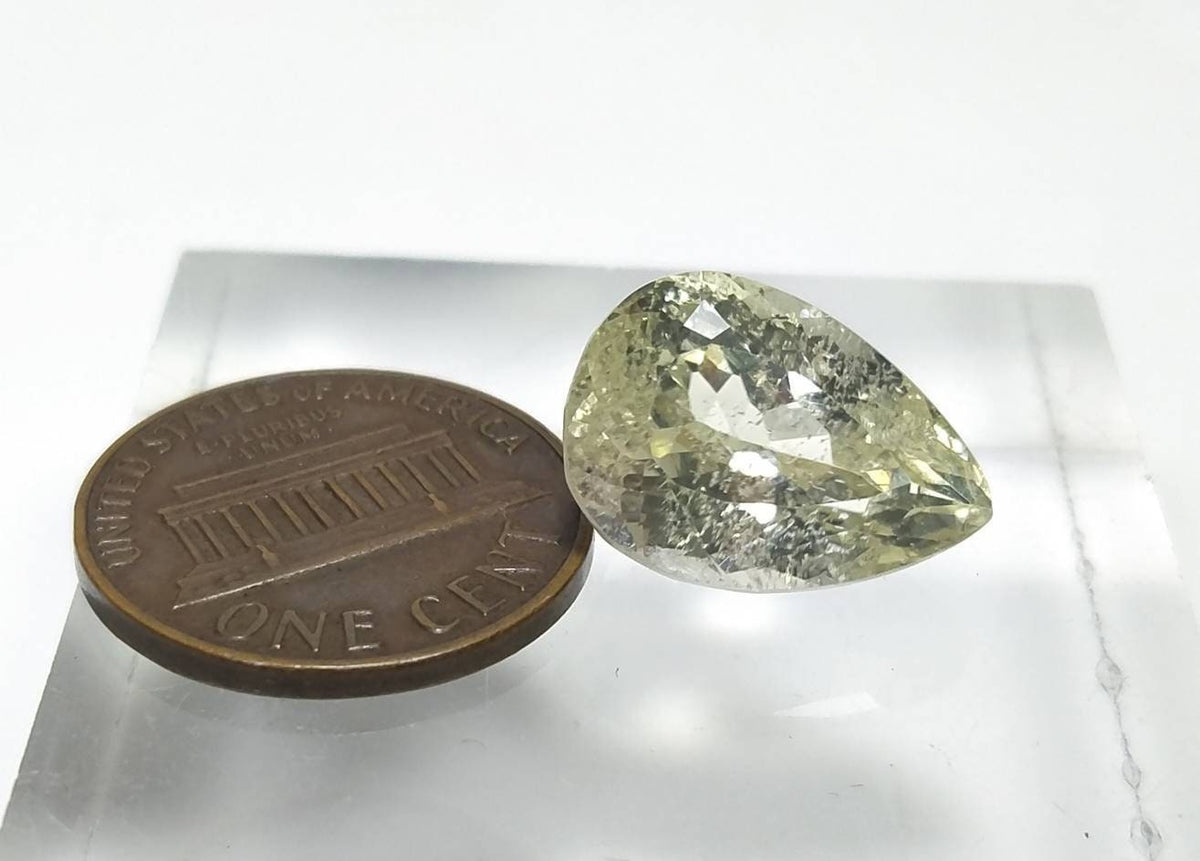 Faceted Pear Kunzite Gemstone, 11 Carats