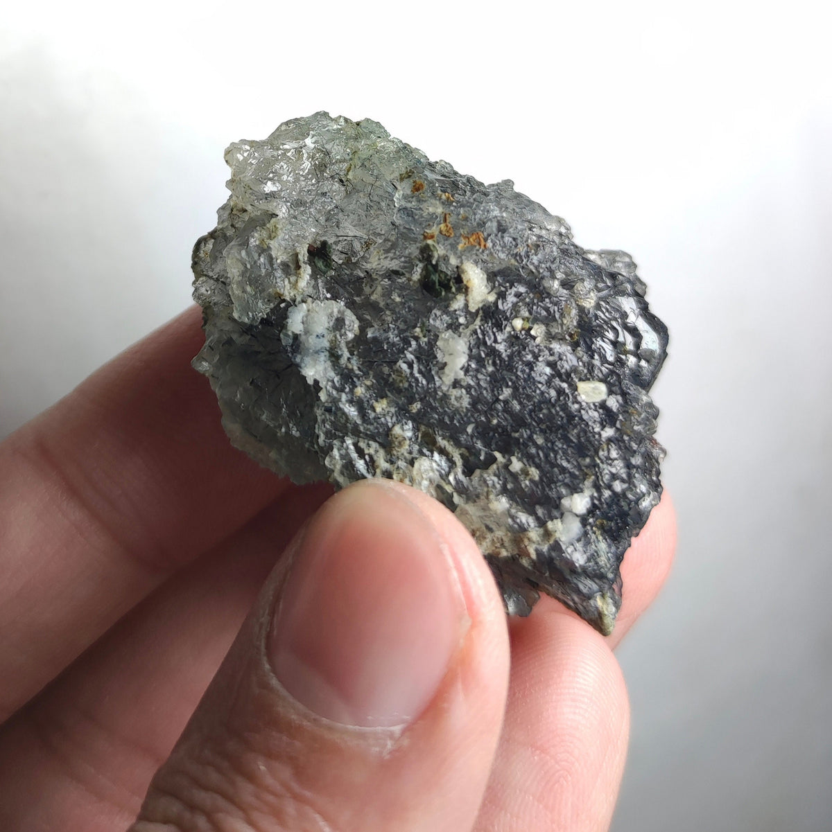 Natural Magnecio-Reibeickite included etched quartz crystal  from Zagi mountain KP Pakistan, 28.7 grams