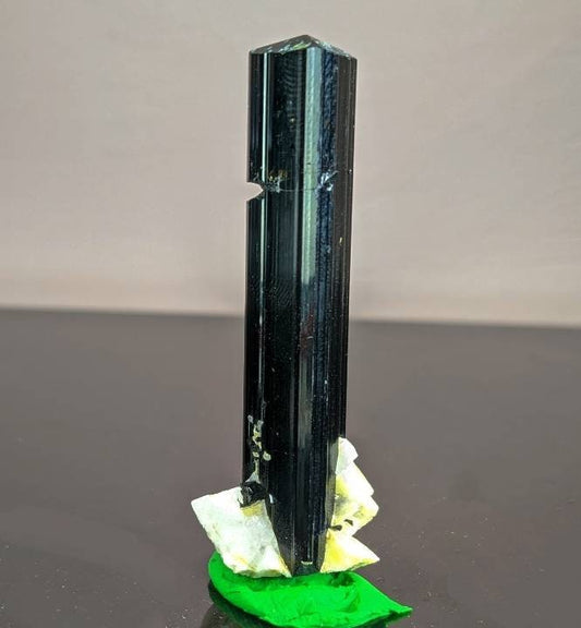Terminated Black Tourmaline Crystal with Albite Mica, Pakistan (17.1 grams)